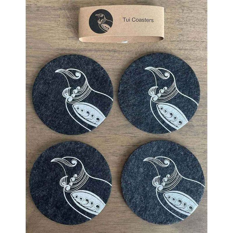 Jo Luping Tui On Dark Grey Set Of 4 Ecofelt Coaster image number 1